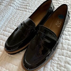Franco Sarto black shiny loafers